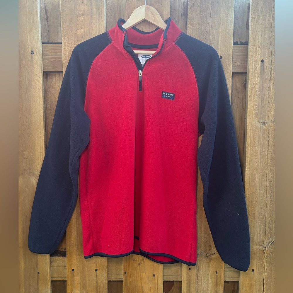 Old Navy Red and Blue Fleece Half-Zip Pullover